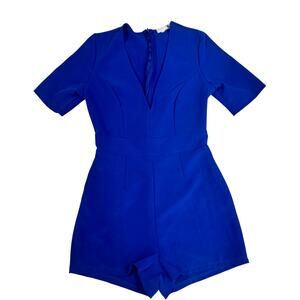 A'gaci Cobalt Blue V-Neck Tailored Romper Women's Small Summer Bright USA